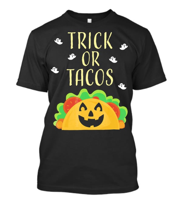 Trick Or Tacos Halloween Ghosts With Smiling Taco T-Shirt