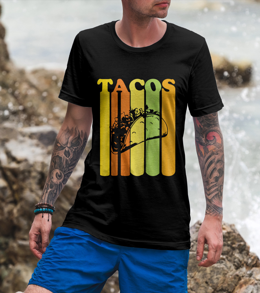 Tacos Retro Vintage Stripes Kids Novelty T-Shirt