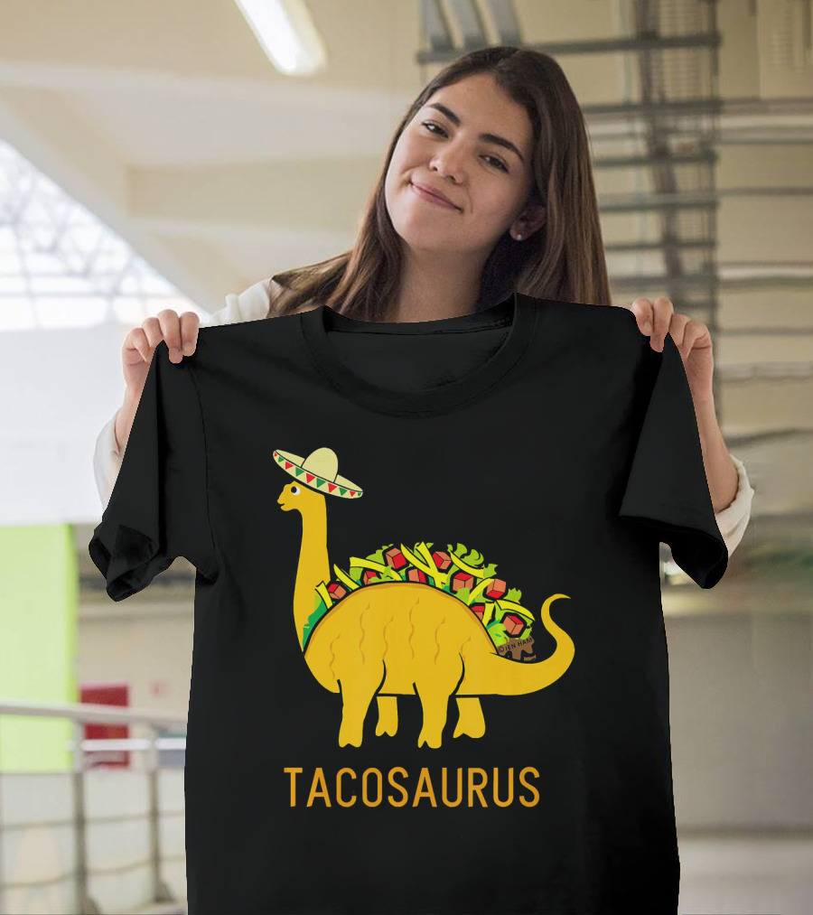 Tacosaurus Funny Taco Dinosaur Wearing Sombrero T-Shirt