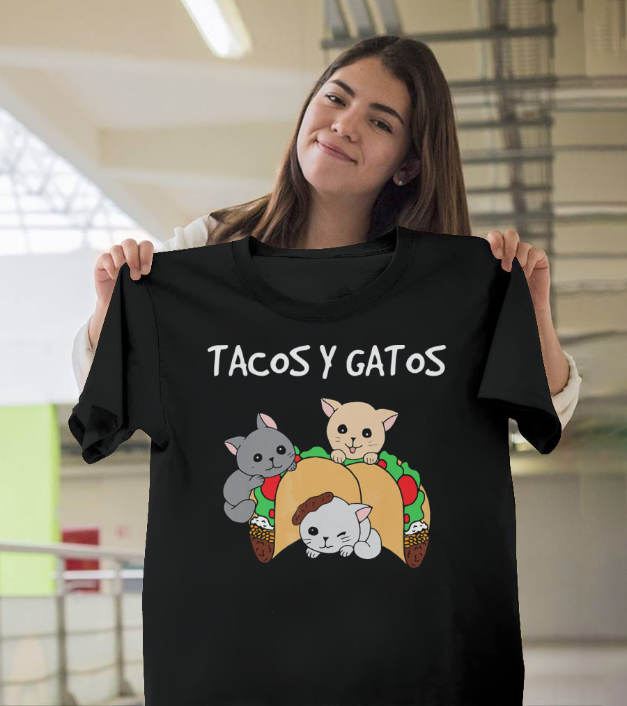 Tacos Y Gatos Cute Funny Cats In Tacos T-Shirt