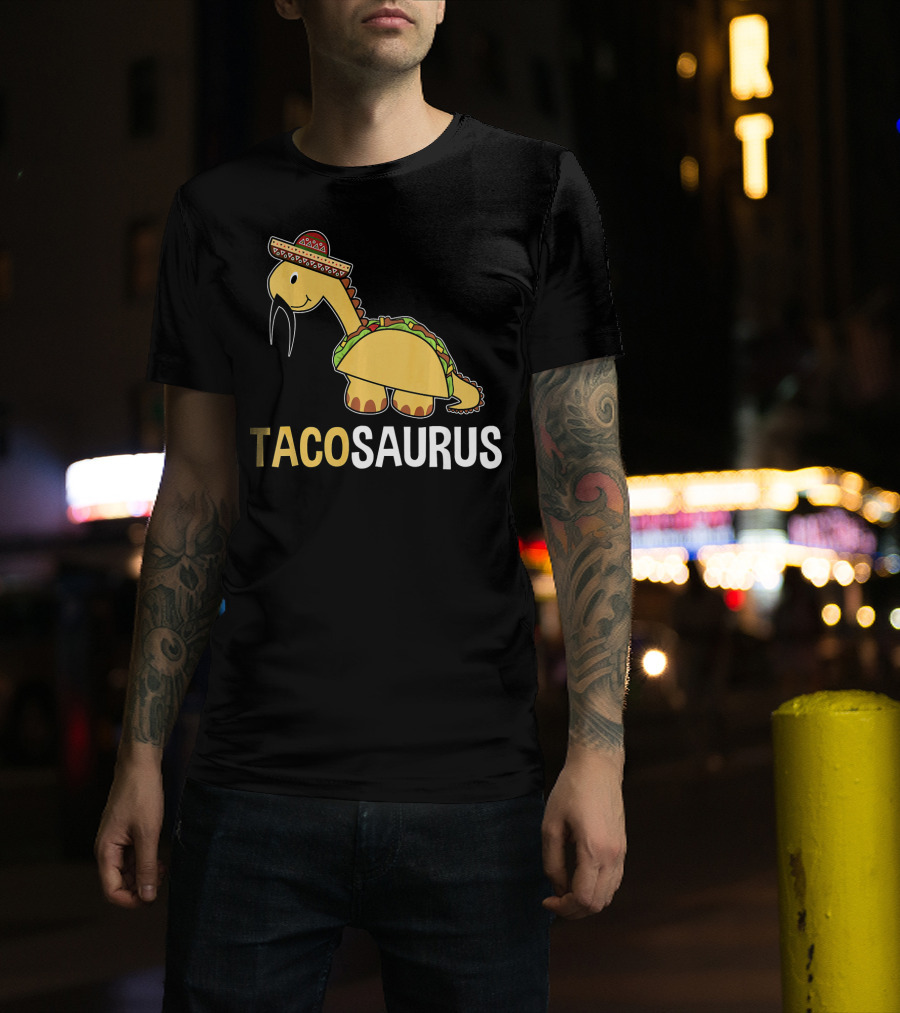Tacosaurus Dinosaur Wearing Sombrero T-Shirt