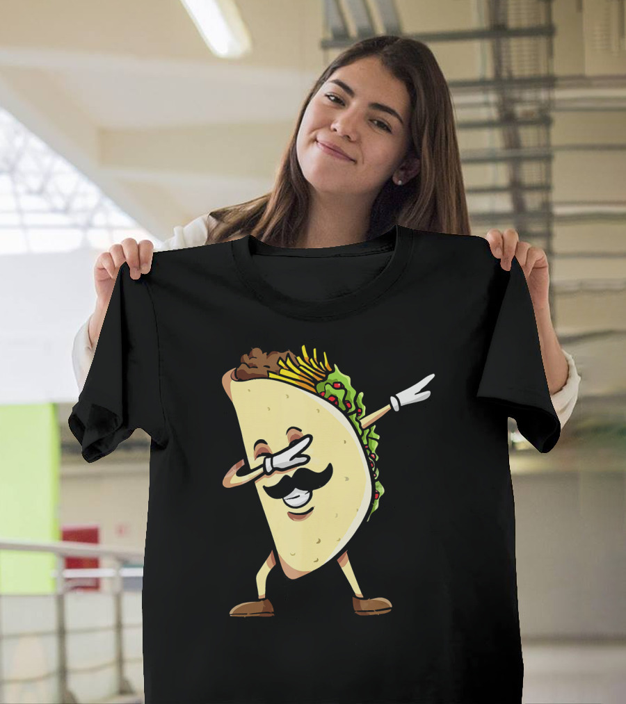 Dabbing Taco Mexican Food Lover With Mustache Dancer T-Shirt
