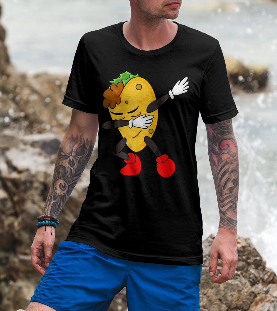 Dabbing Taco Funny Taco Lover Character With Red Shoes T-Shirt