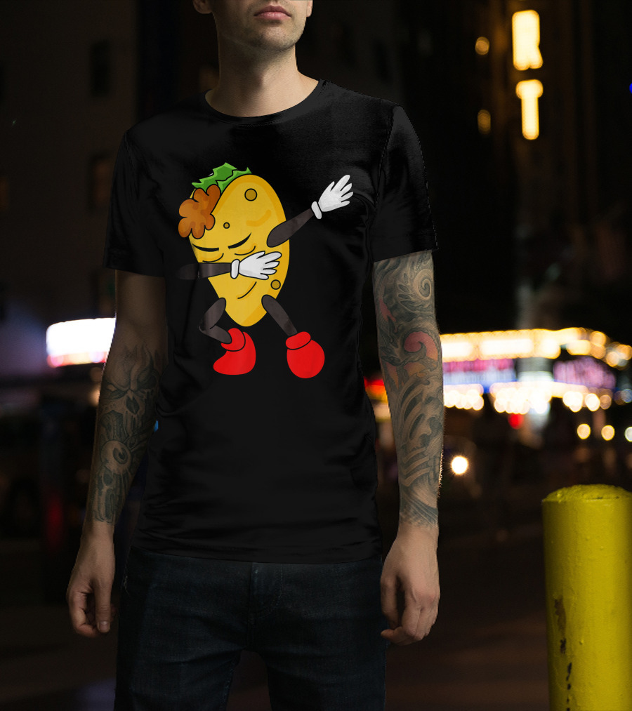 Dabbing Taco Funny Taco Lover Character With Red Shoes T-Shirt