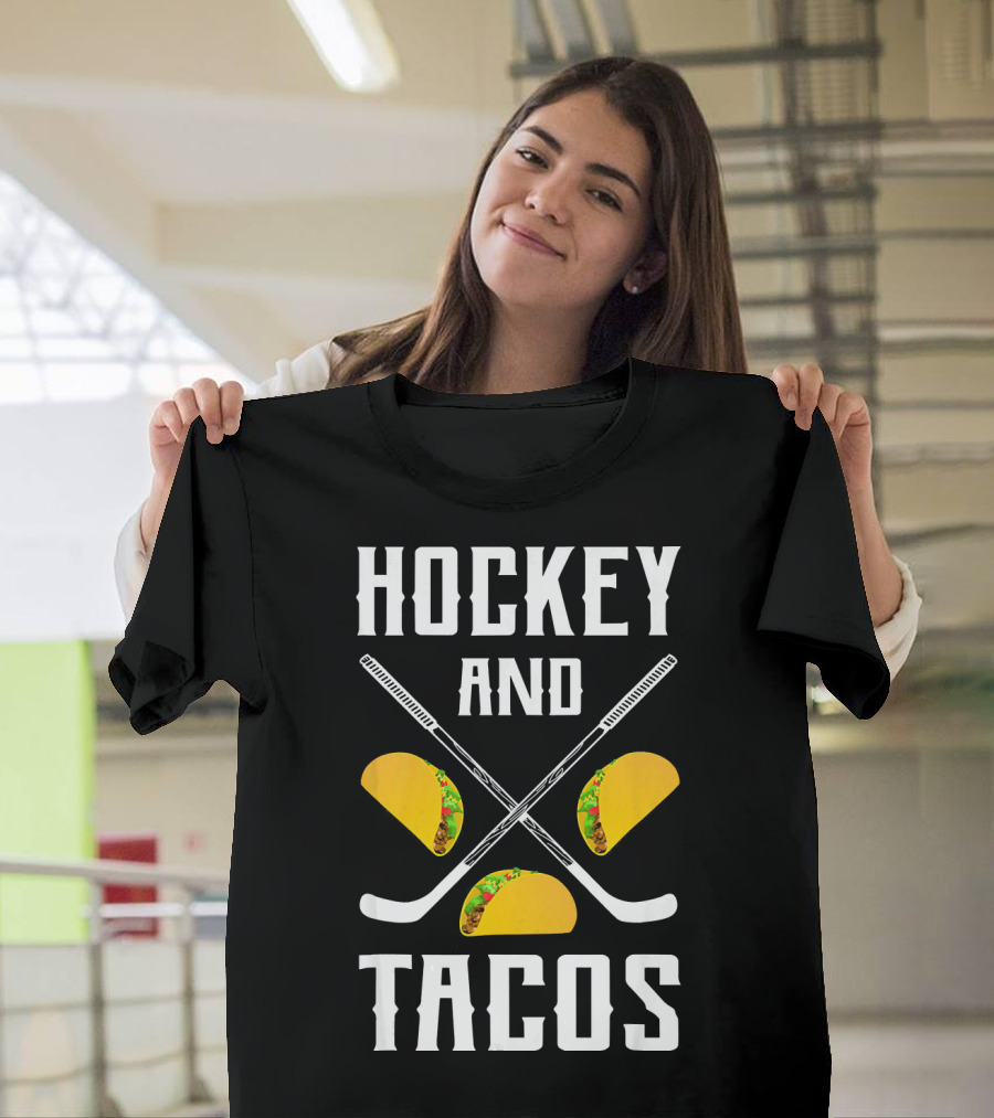 Hockey And Tacos Crossed Sticks And Tacos T-Shirt