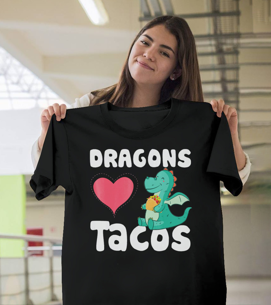 Dragons Love Tacos Heart Dragon Eating Taco T-Shirt