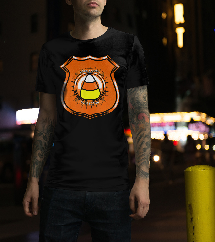 Candy Corn Inspector Police Badge Emblem T-Shirt