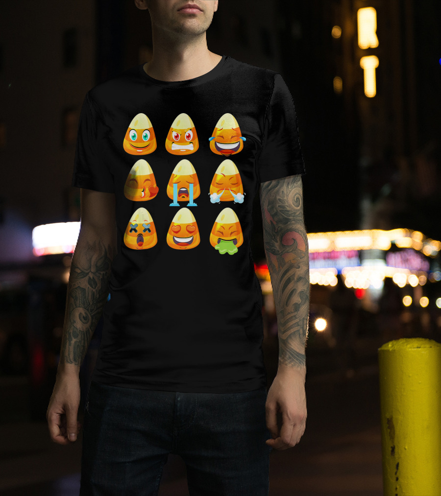 Candy Corn Emoticons Love Faces Expressions T-Shirt