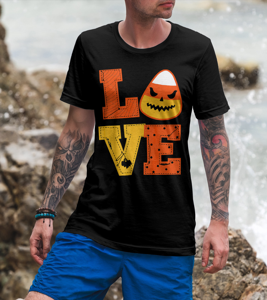 LOVE Candy Corn Halloween Pumpkin T-Shirt