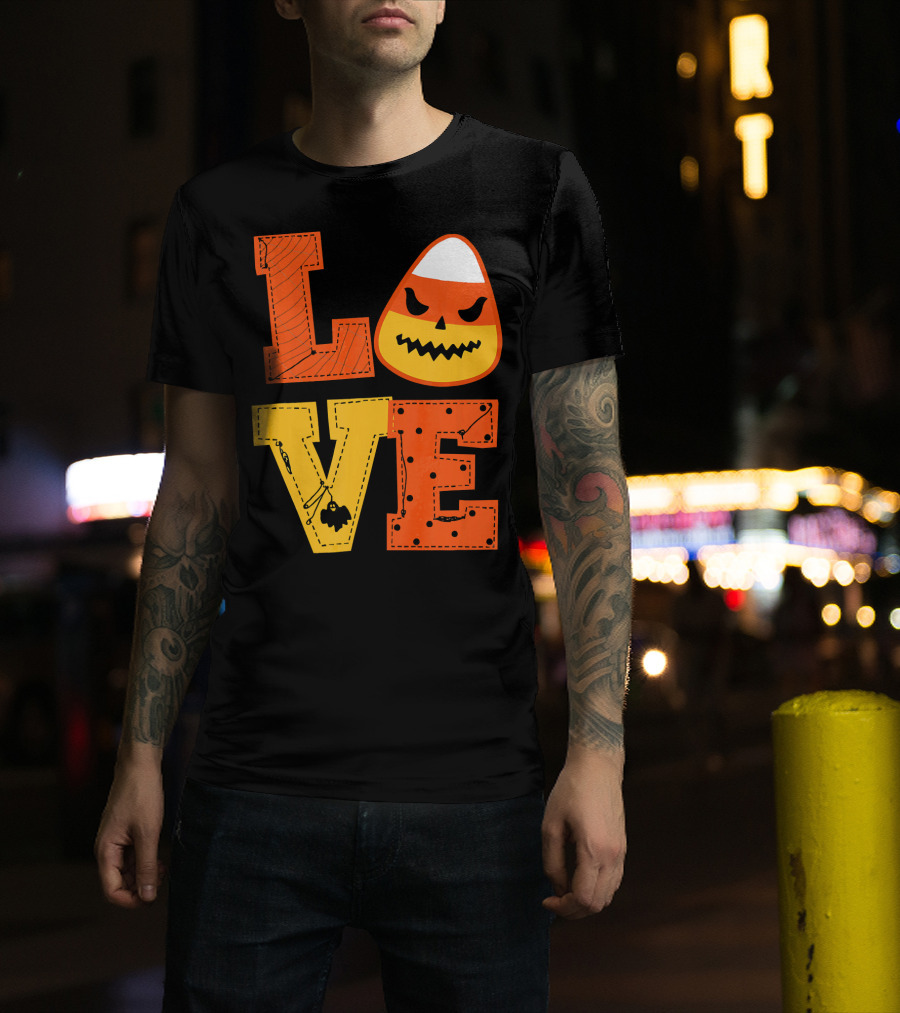 LOVE Candy Corn Halloween Pumpkin T-Shirt