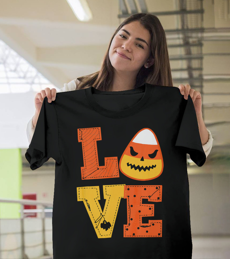 LOVE Candy Corn Halloween Pumpkin T-Shirt