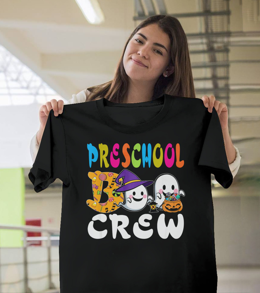 Preschool Boo Crew Halloween Ghosts Candy Wizard Hat T-Shirt