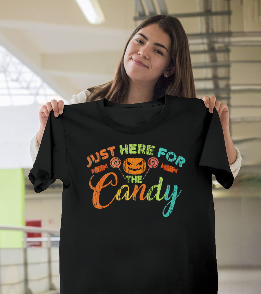Just Here For The Candy Halloween Jack-O'-Lantern Lollipops T-Shirt