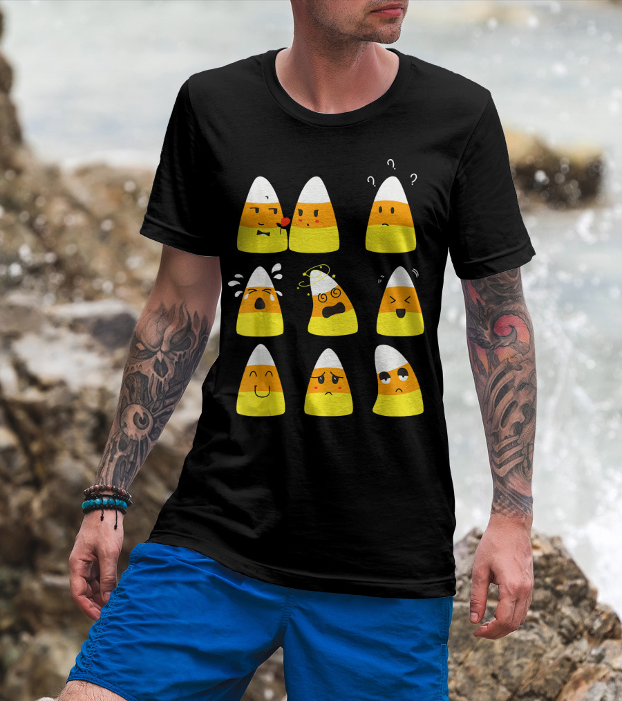 Candy Corn Emoticons Expressive Faces T-Shirt