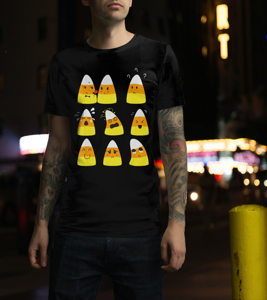 Candy Corn Emoticons Expressive Faces T-Shirt