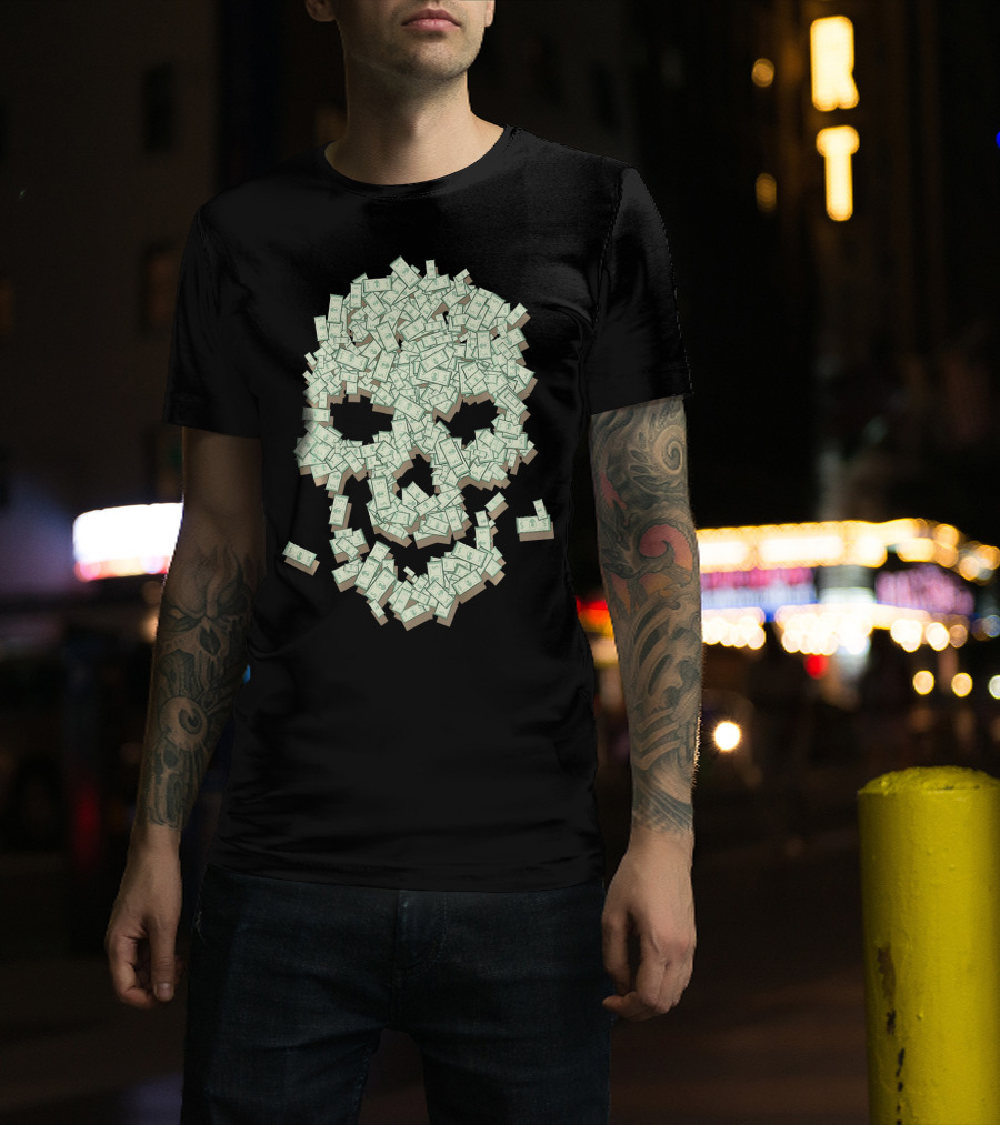Dollar Skull Skeleton Money Stack T-Shirt