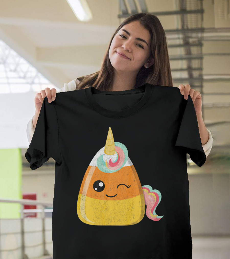 Candy Corn Unicorn Funny Halloween Candicorn T-Shirt