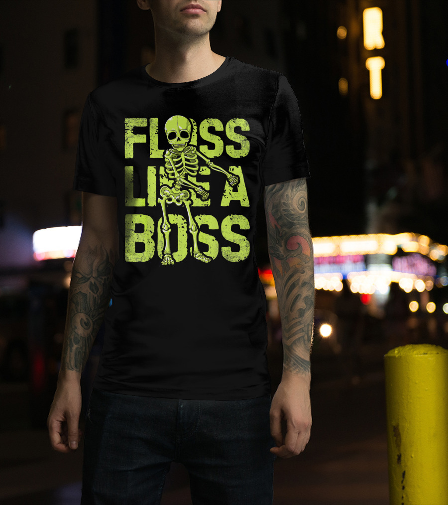 Floss Like A Boss Neon Skeleton Dance T-Shirt