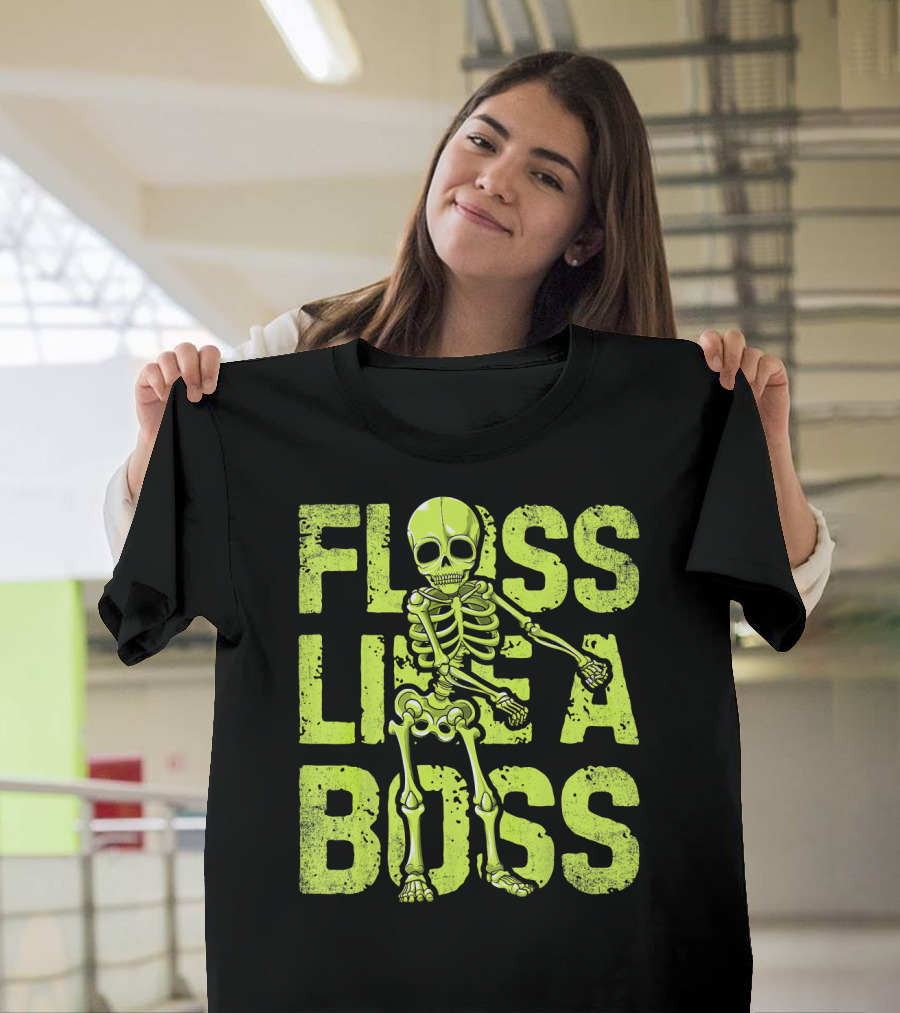 Floss Like A Boss Neon Skeleton Dance T-Shirt