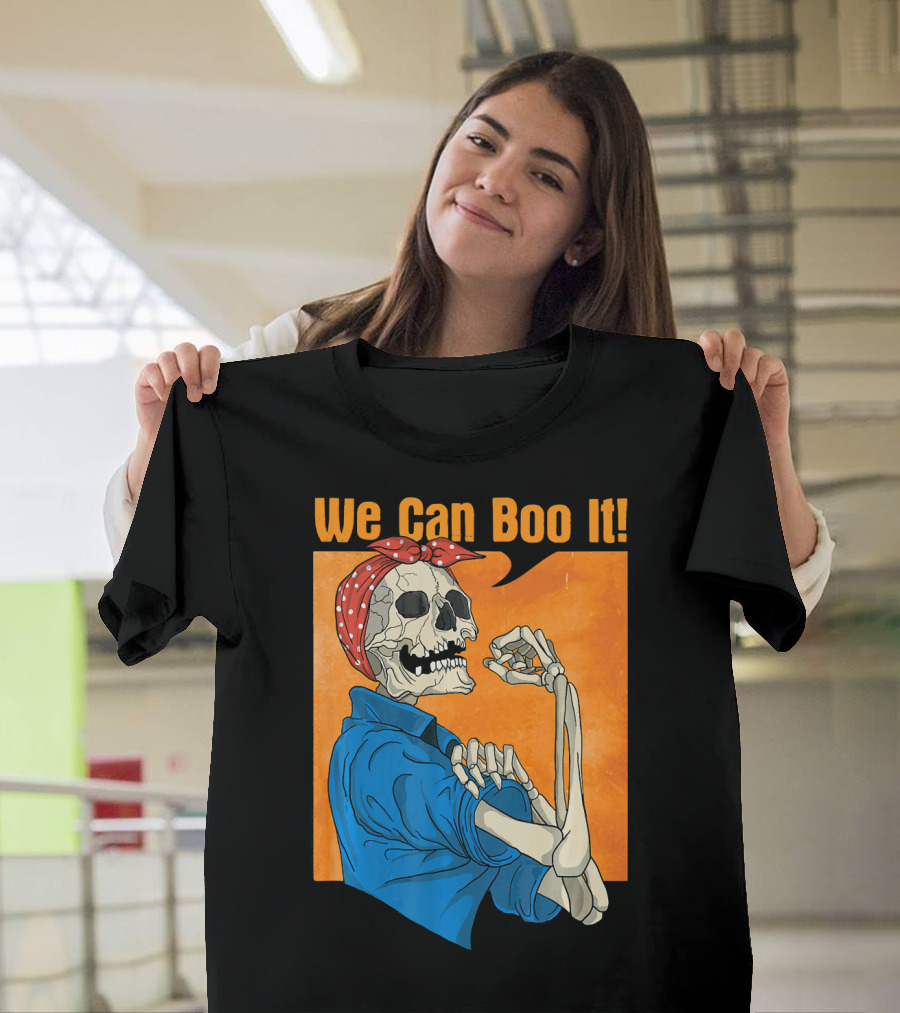 Funny Halloween Vintage Skeleton Rosie The Riveter We Can Boo It T-Shirt