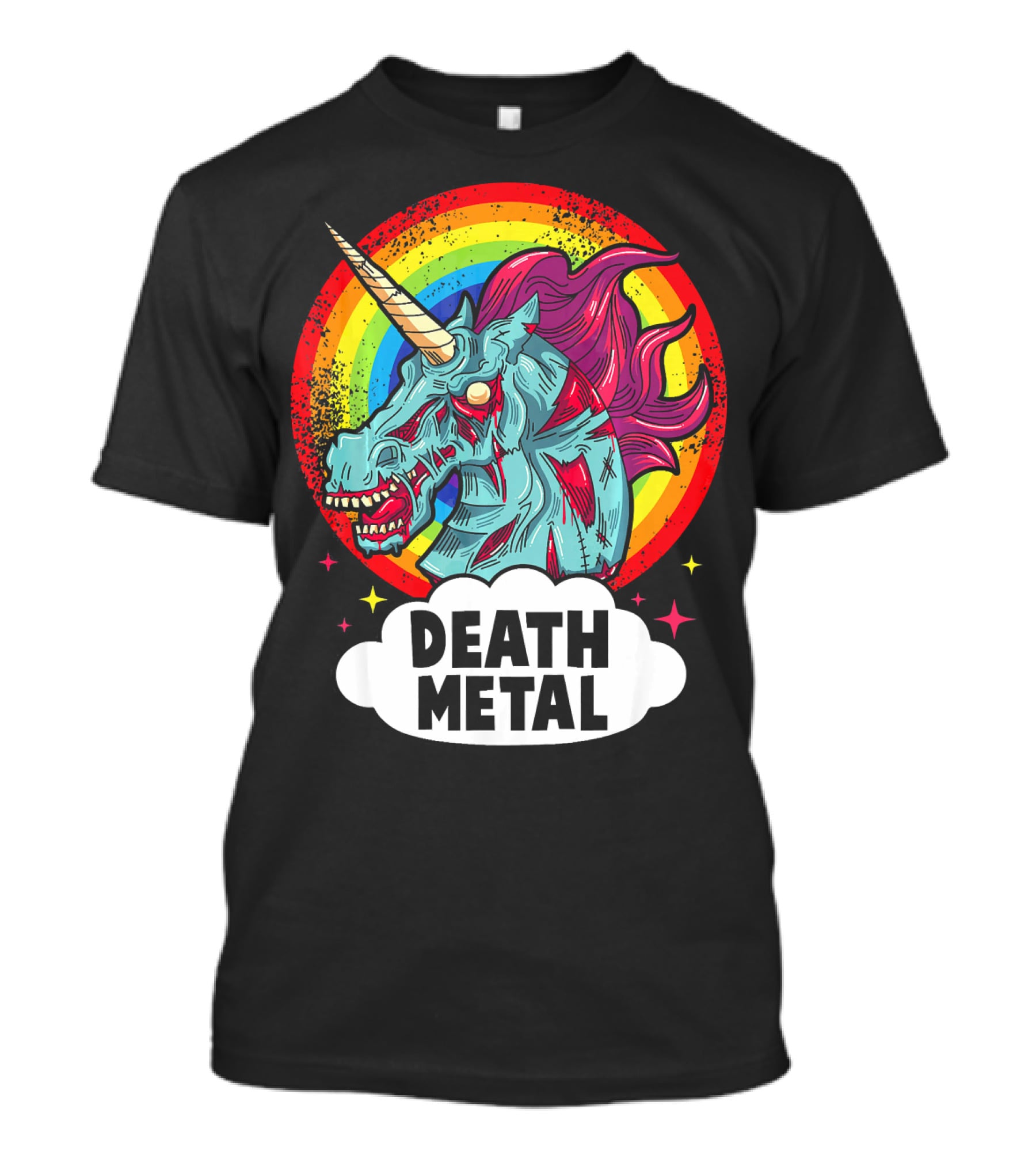 Death Metal Unicorn Rainbow Rocker Emo T-Shirt