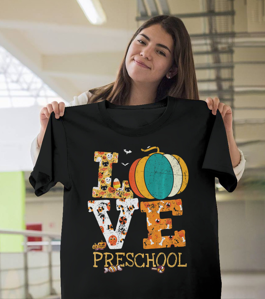 Love Preschool Halloween Pumpkin Candy Fun T-Shirt