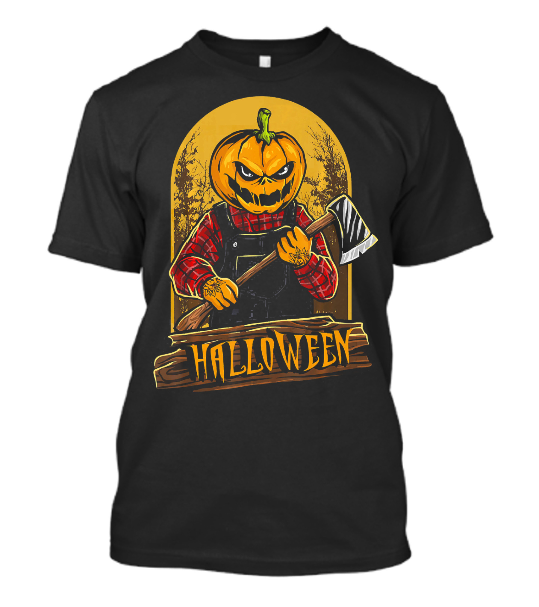 Halloween Horror Pumpkin Creepy Axe T-Shirt