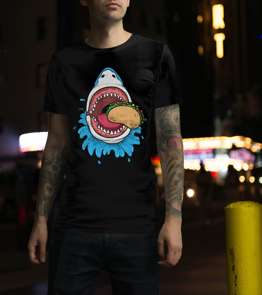 Halloween Shark Eating Taco Mexica Splash T-Shirt