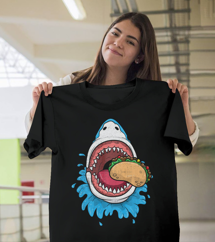 Halloween Shark Eating Taco Mexica Splash T-Shirt