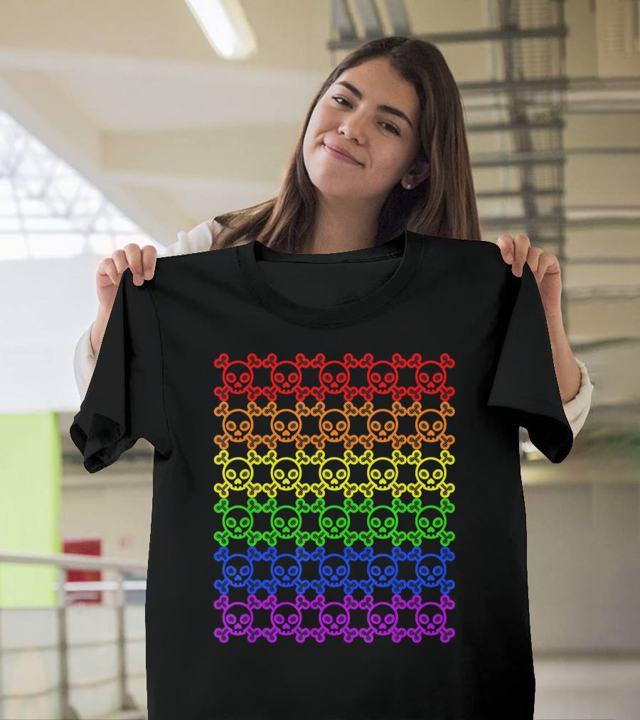 Rainbow Gay Pride Skull And Crossbones T-Shirt