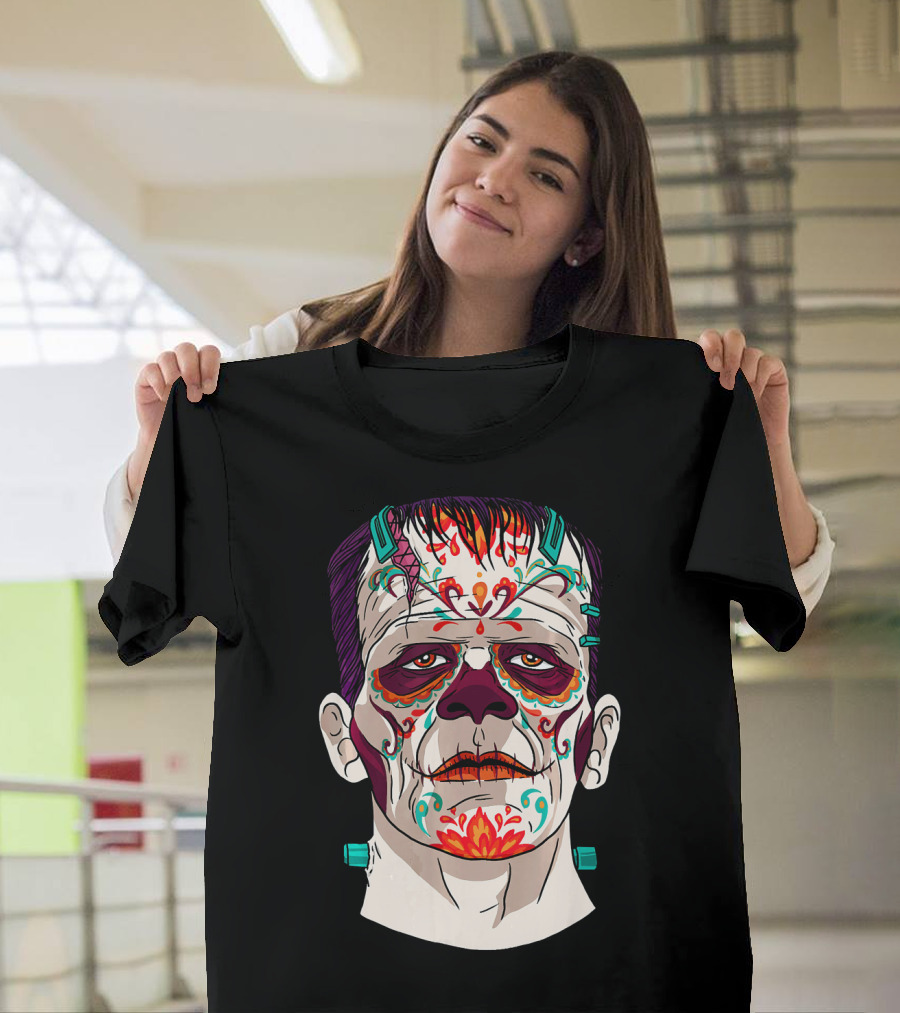 Frankenstein Catrina Sugar Skull Horror T-Shirt
