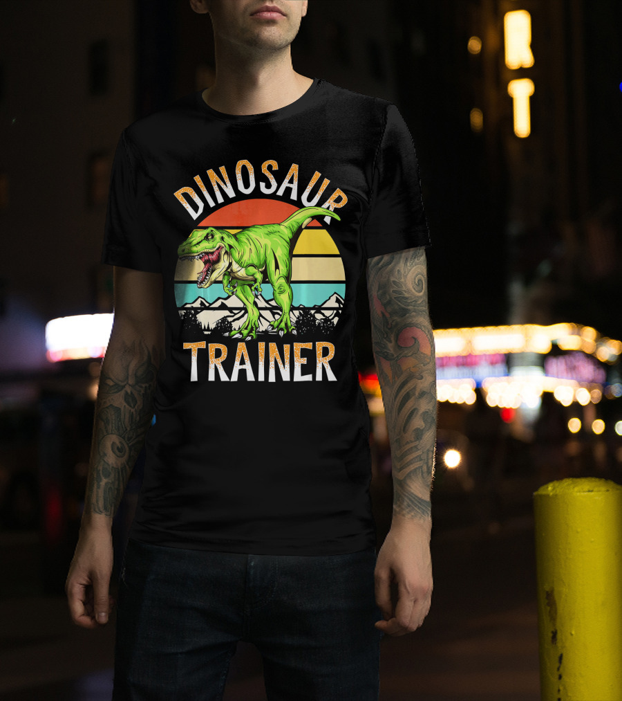 Dinosaur Trainer T-Rex Sunset Mountains T-Shirt