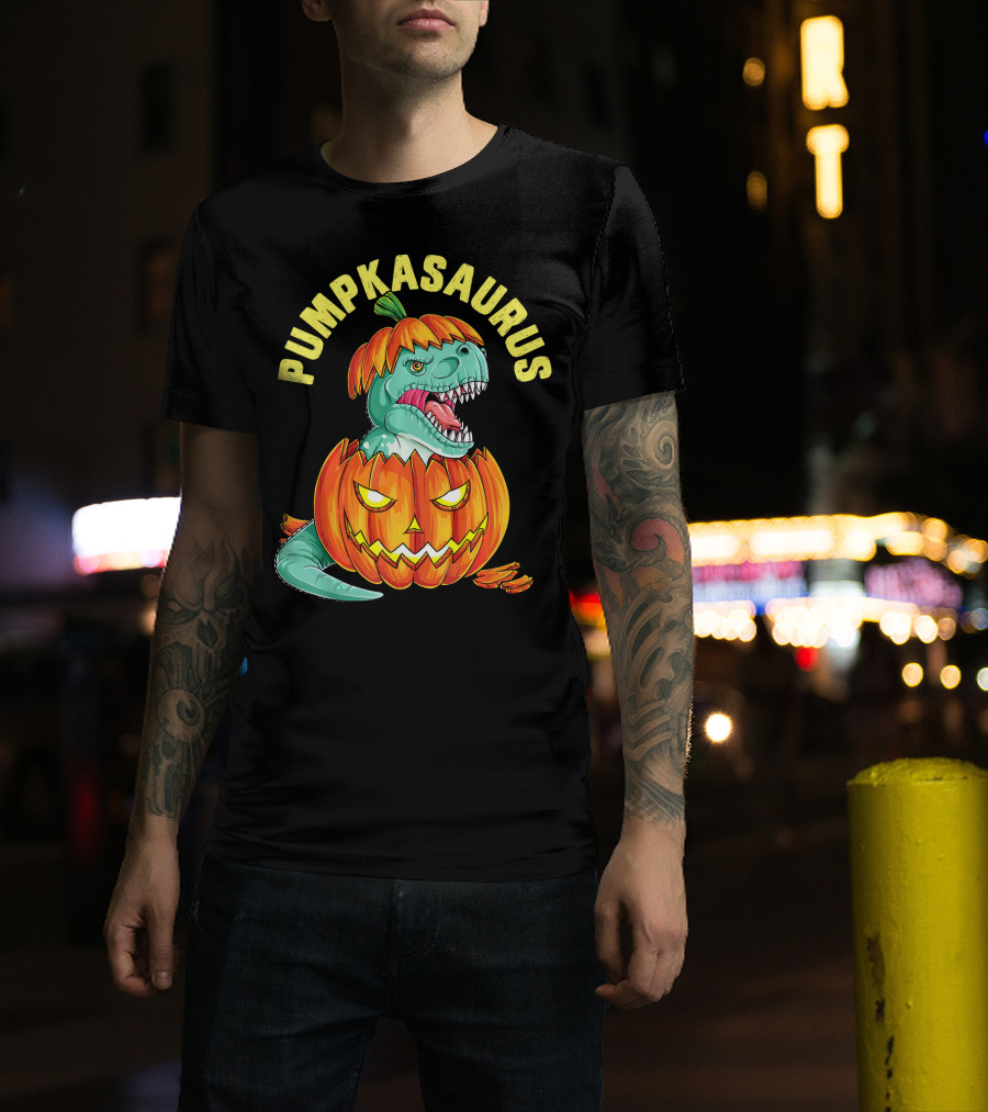 Halloween Kids Pumpkasaurus Dinosaur Pumpkin T-Shirt