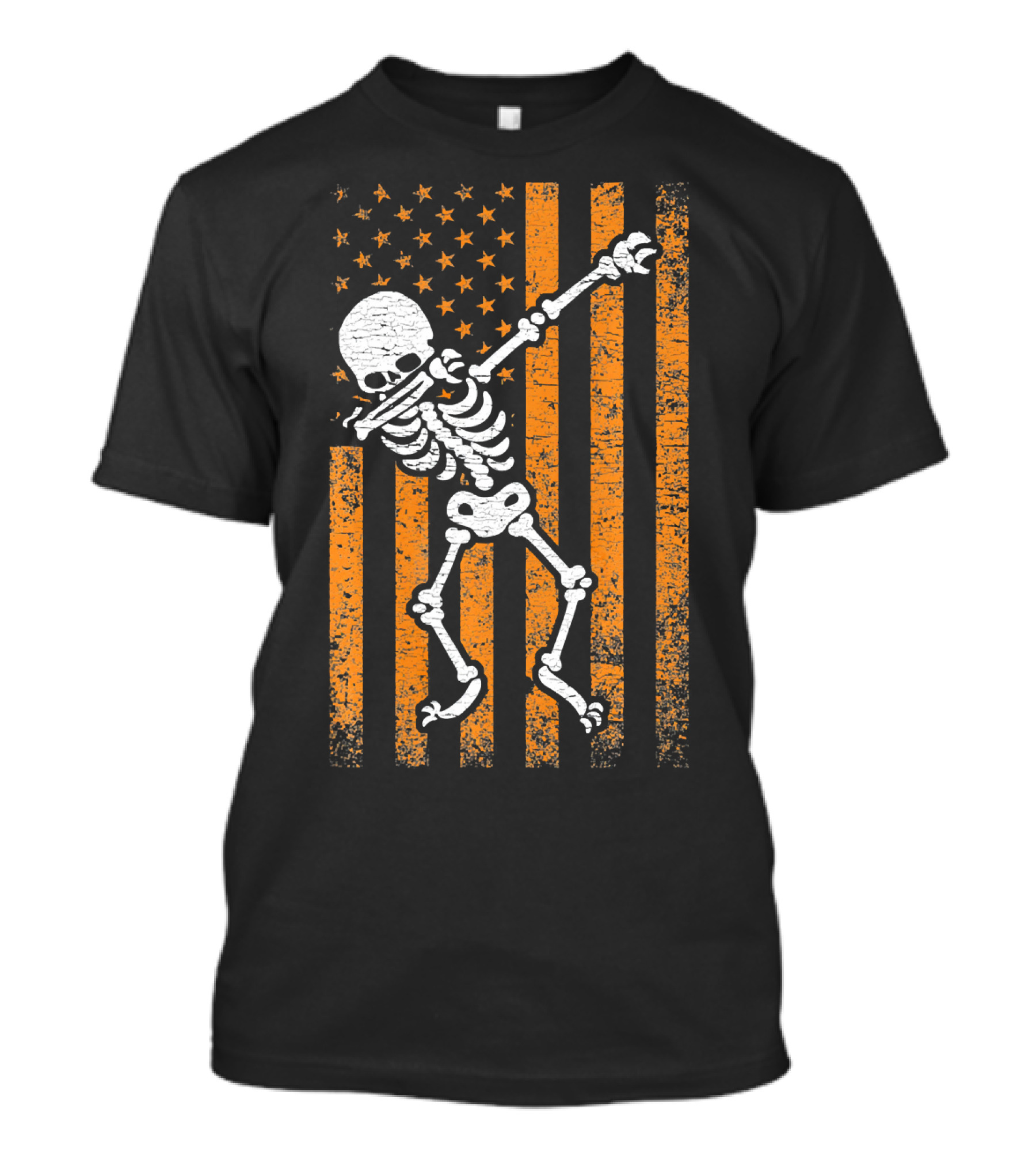Halloween Dabbing Skeleton American Flag Retro Style Icons T-Shirt