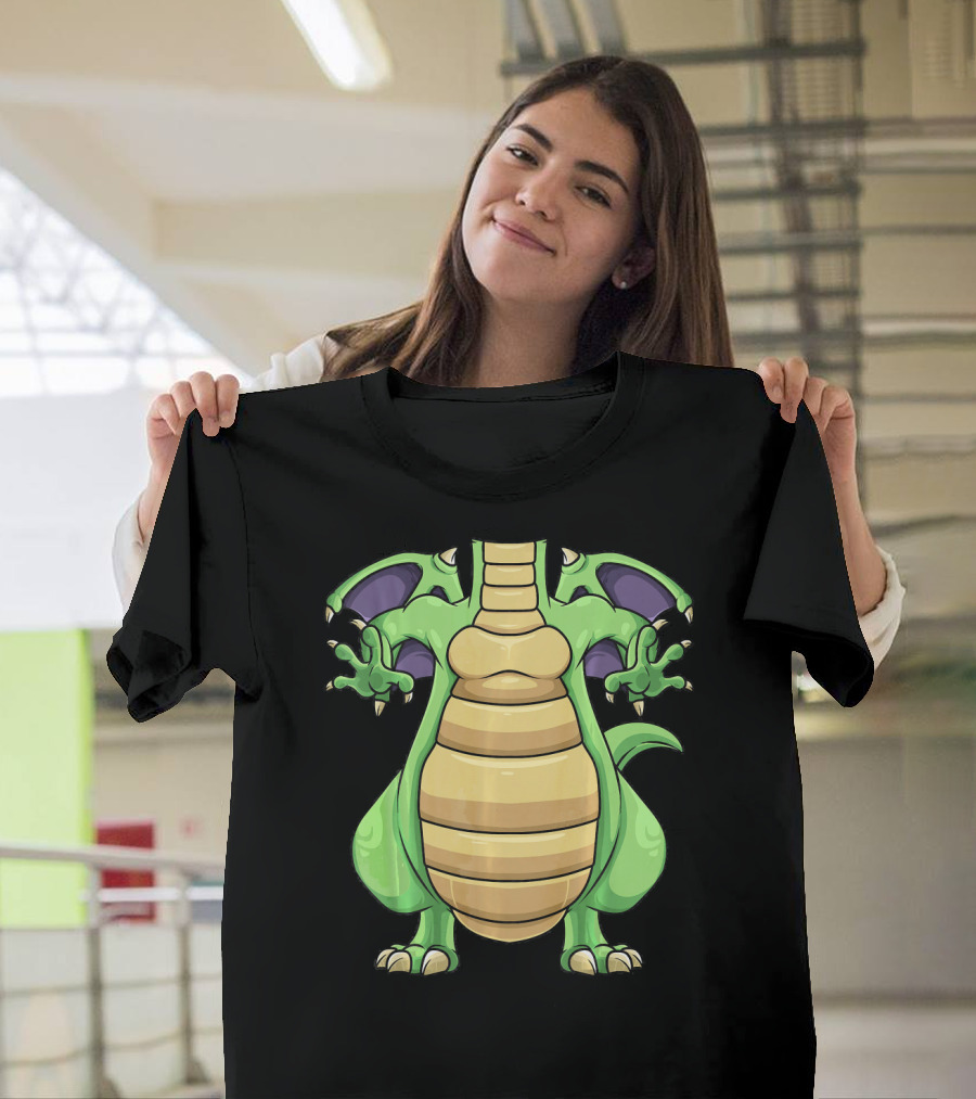 Cool Headless Dragon Retro Cartoon Style Green Monster T-Shirt