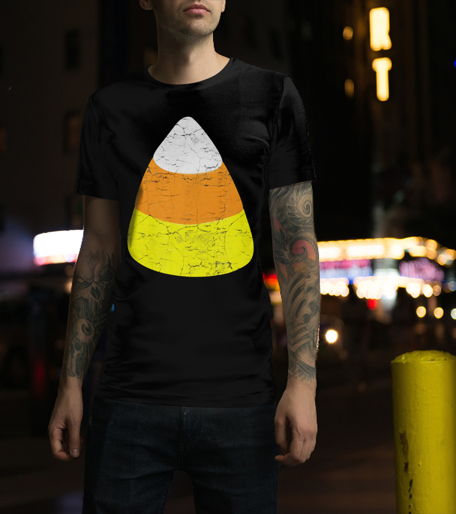Halloween Candy Corn Vintage Crackle Texture T-Shirt