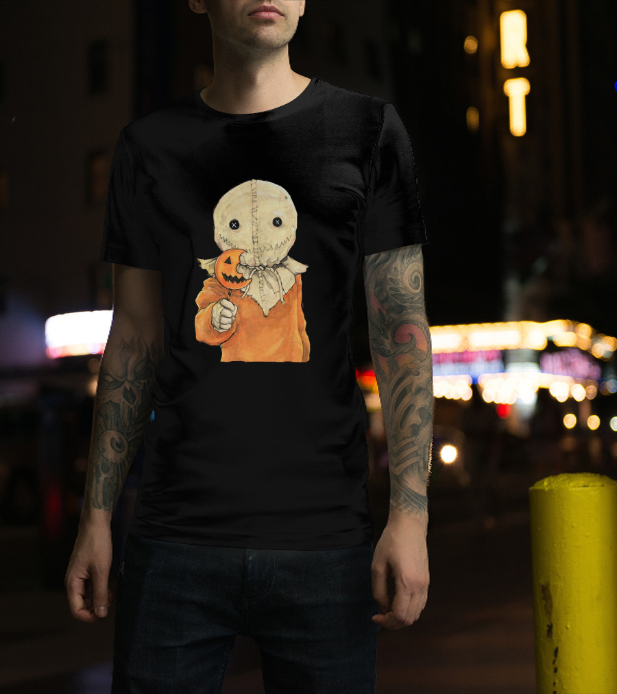 Trick R Treat Sam With Pumpkin Lollipop Cute Funny Halloween T-Shirt