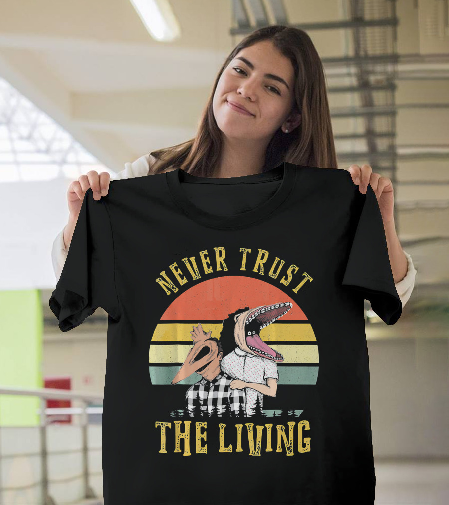 Never Trust the Living Retro Vintage Sun Beetlejuice Icons T-Shirt