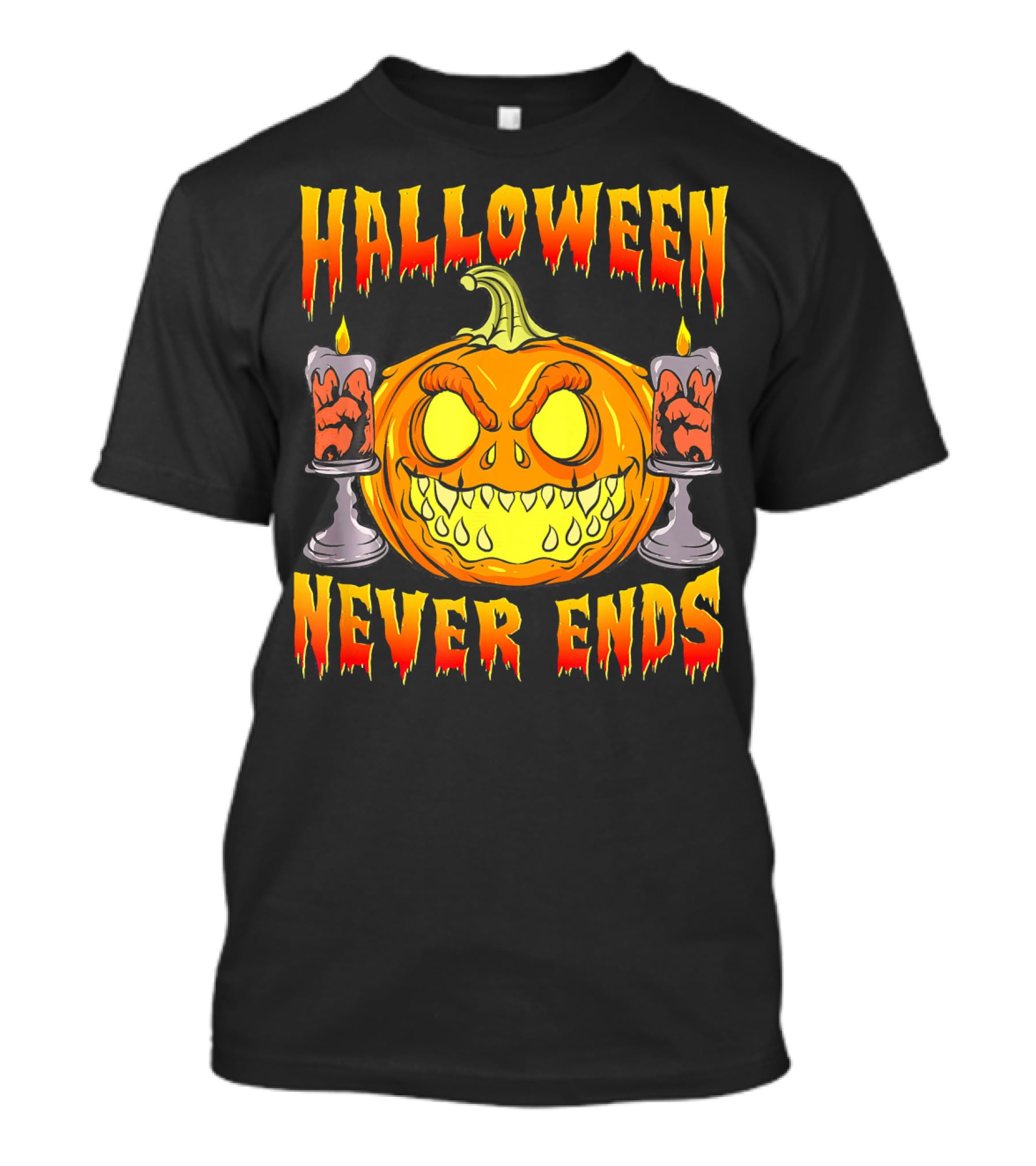 Halloween Never Ends Scary Pumpkin With Spooky Candles T-Shirt