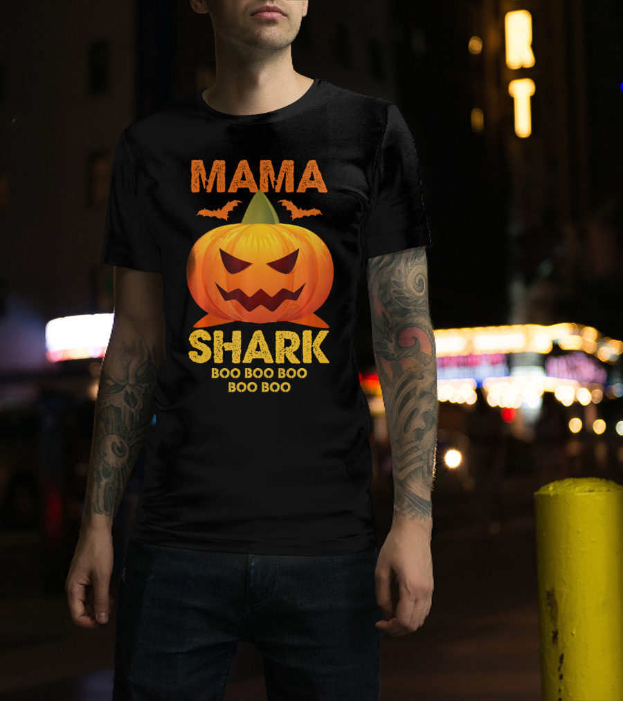 Mama Shark Boo Boo Boo Boo Halloween Pumpkin T-Shirt