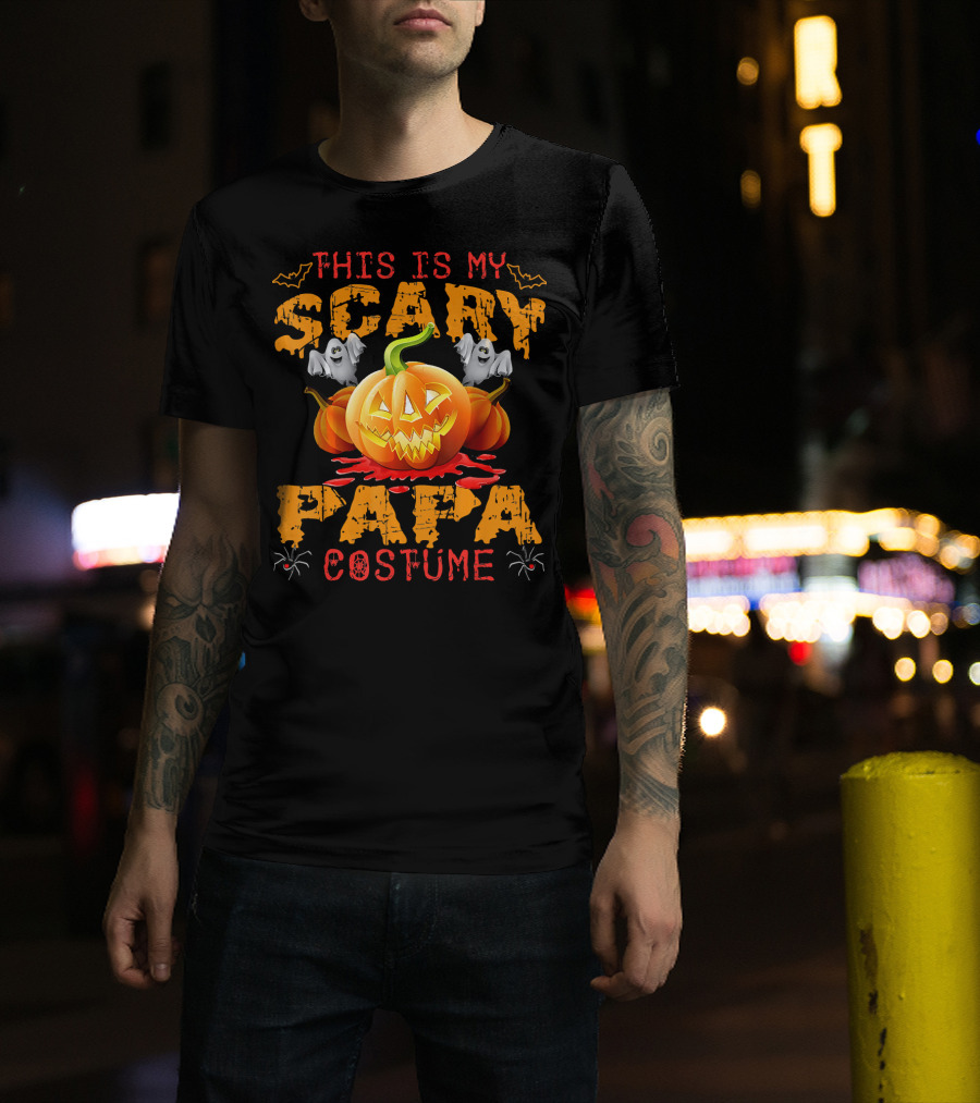 This Is My Scary Papa Costume Pumpkin Ghosts Spiders Bats T-Shirt