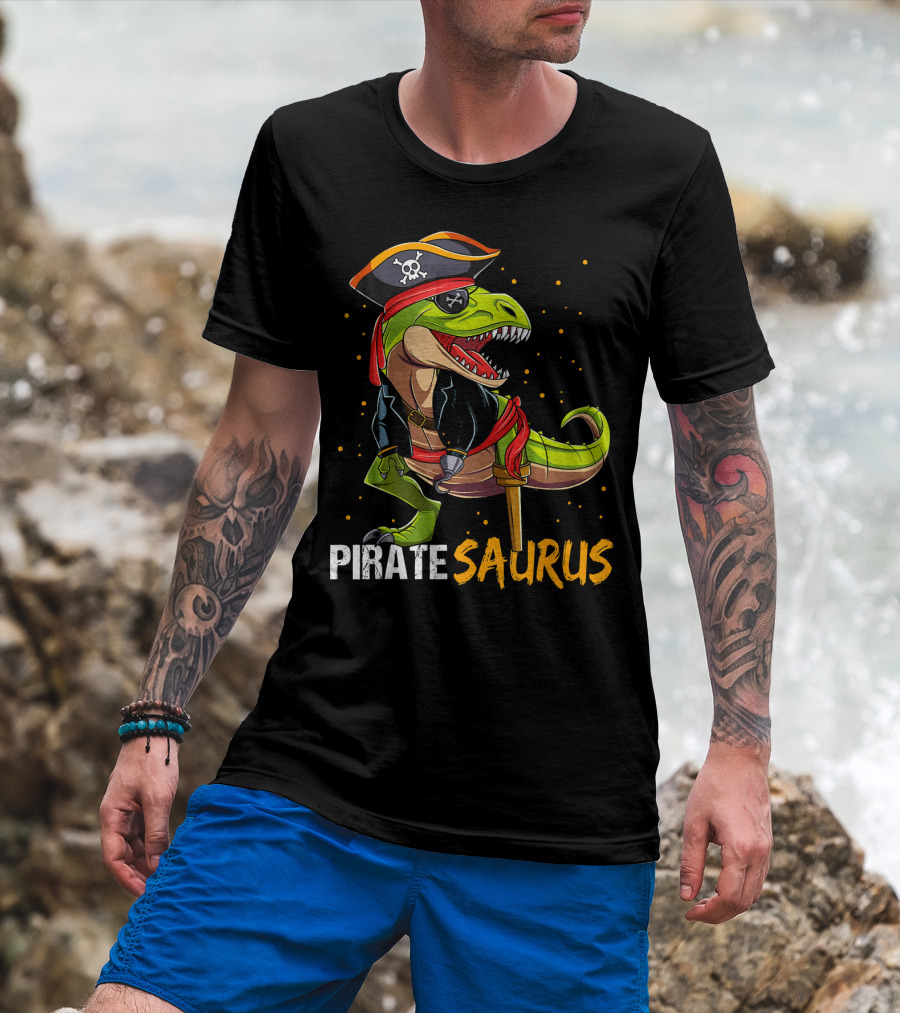 PIRATE SAURUS Dinosaur With Pirate Hat And Wooden Leg T-Shirt