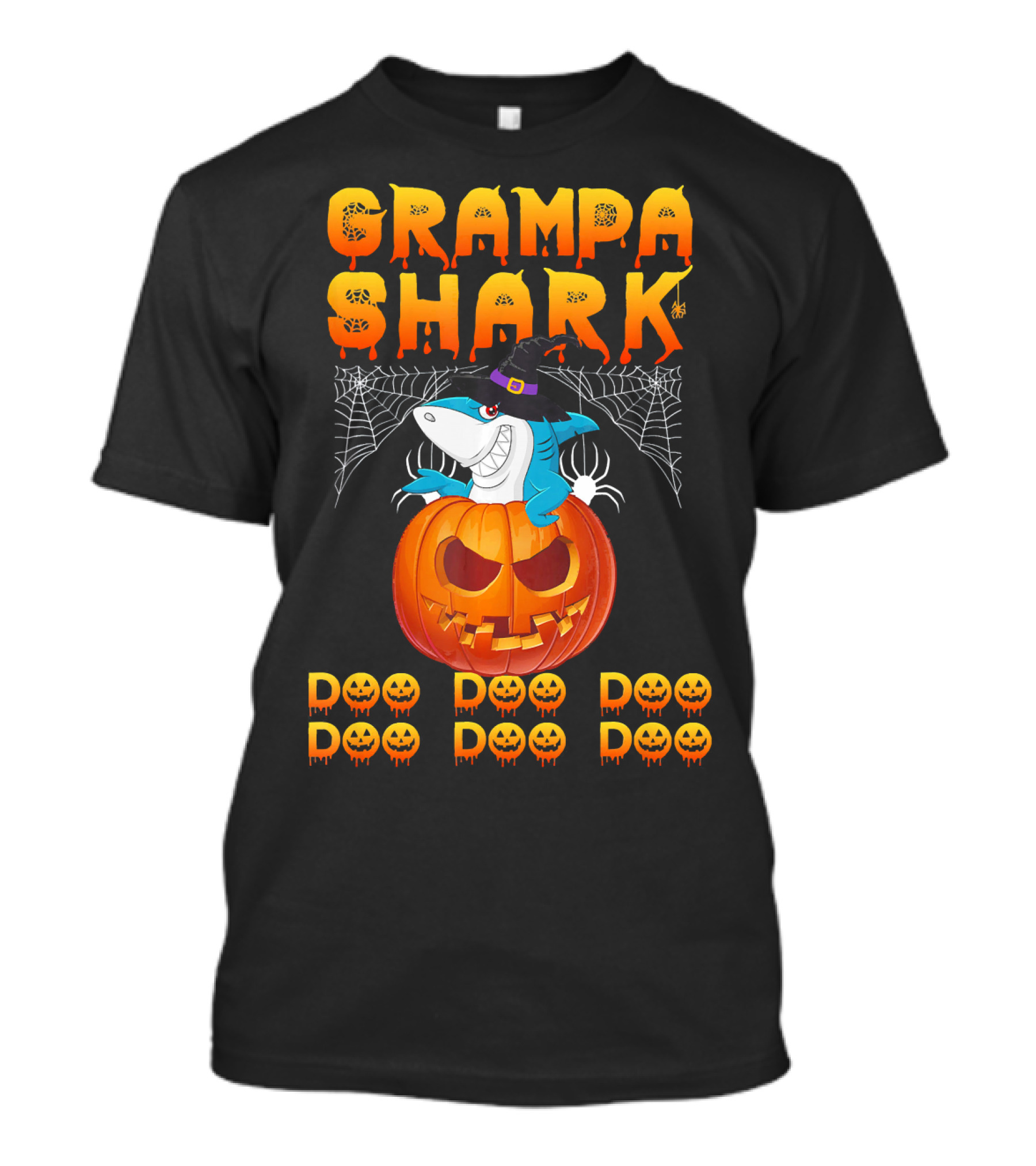 Grampa Shark Doo Doo Halloween Pumpkin Spider Webs T-Shirt