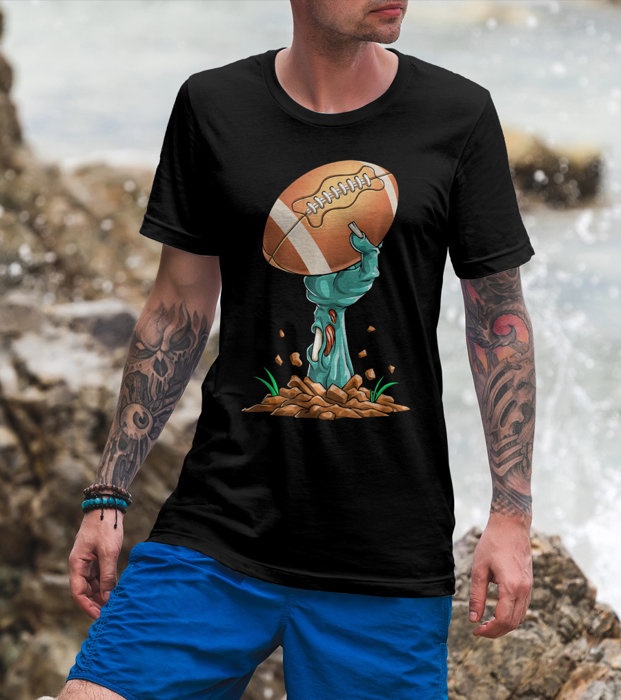 Zombie Hands Rising With Football Victory T-Shirt