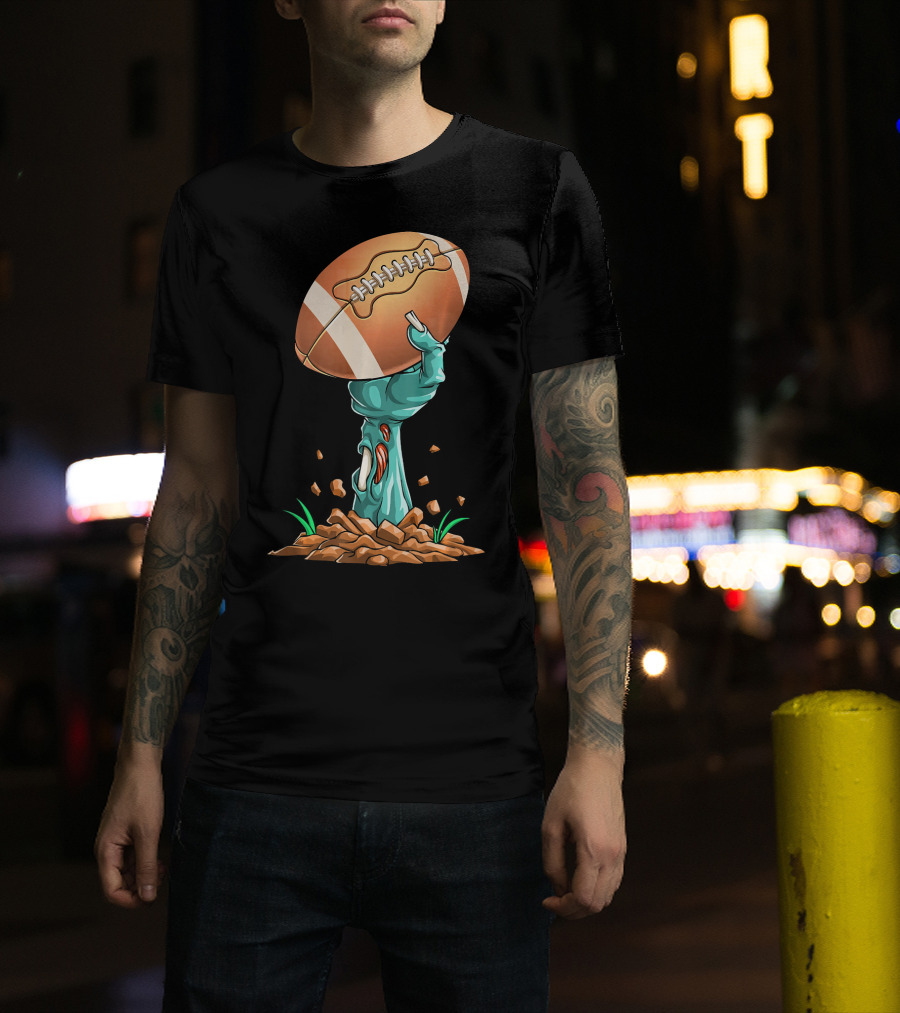 Zombie Hands Rising With Football Victory T-Shirt