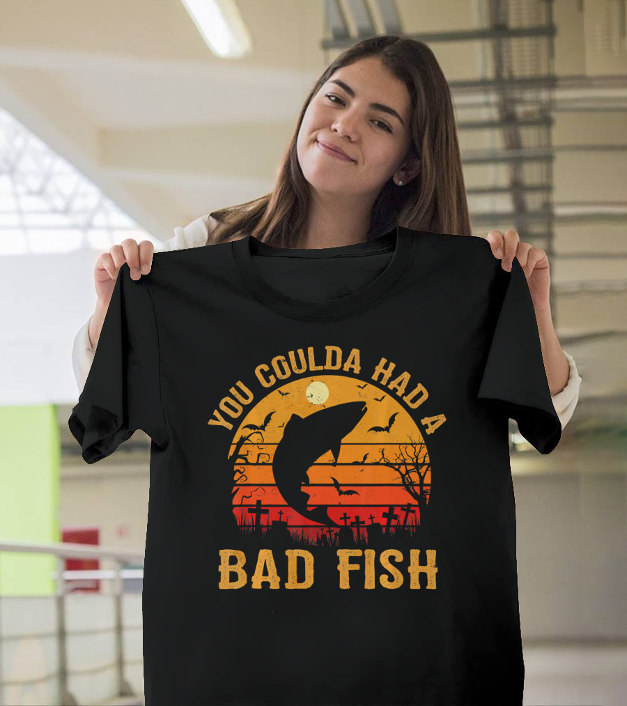 You Coulda Had A Bad Fish Halloween Shark Graveyard Scene T-Shirt