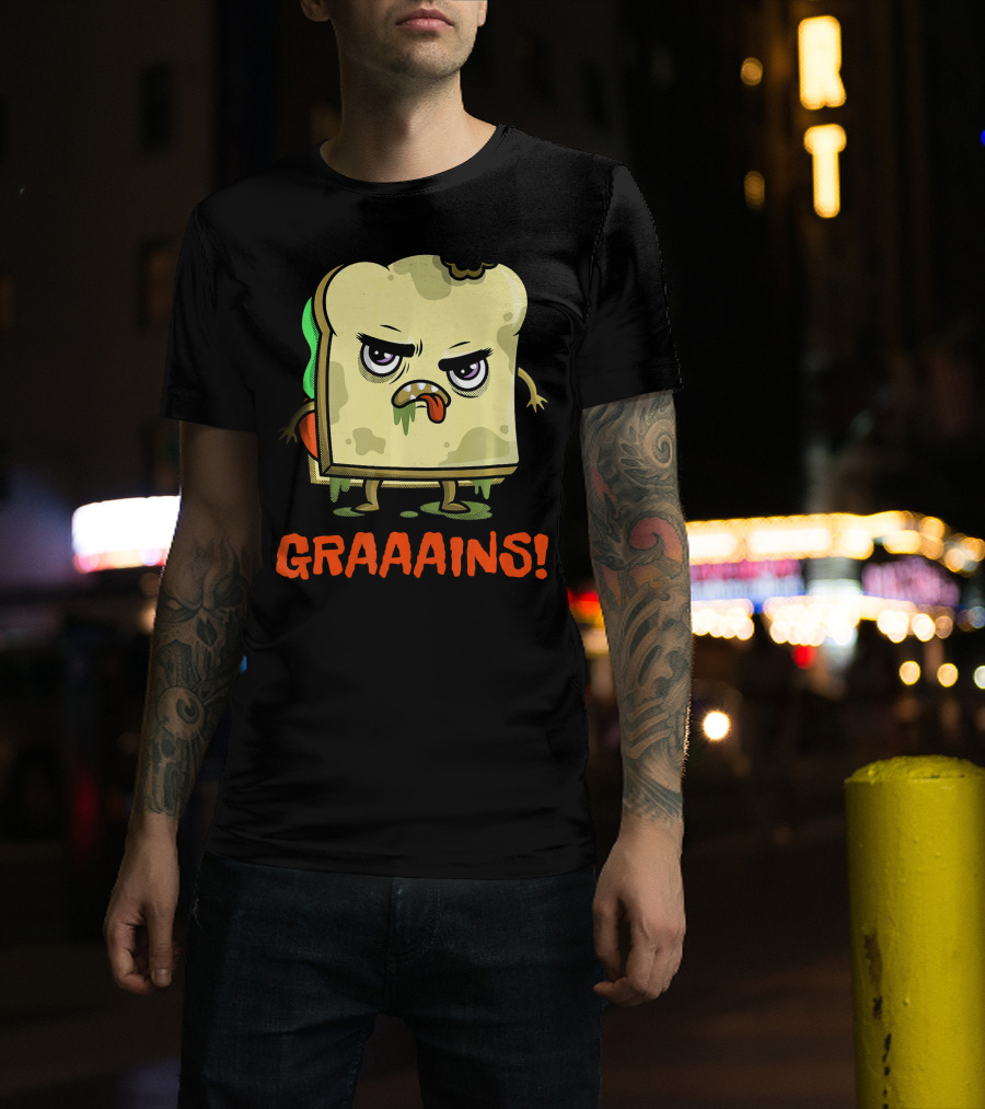 Halloween Zombie Sandwich Graaains Food Grains T-Shirt