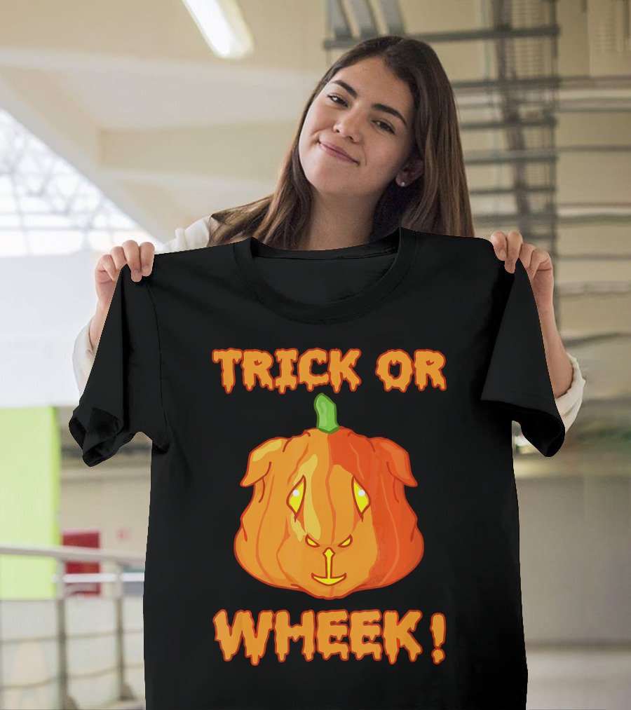 Trick or Wheek Guinea Pig Jack O Lantern Halloween Fun T-Shirt