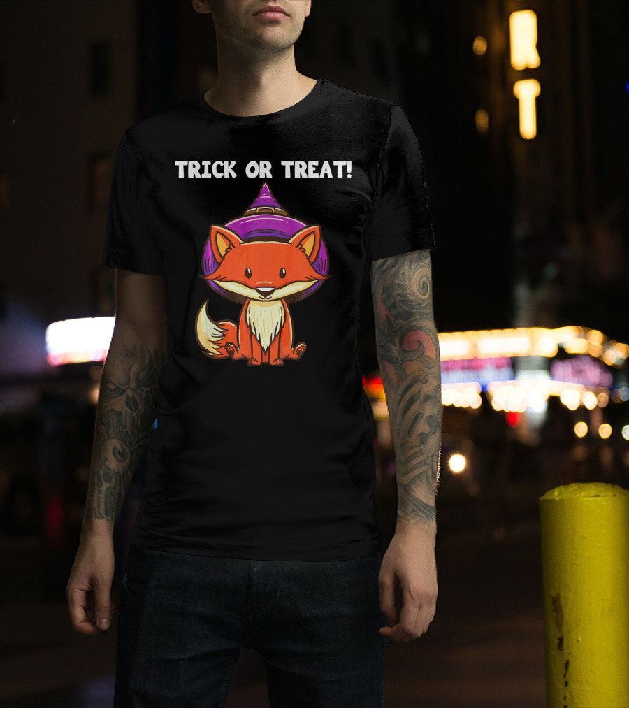 Trick Or Treat Witch Fox Halloween T-Shirt