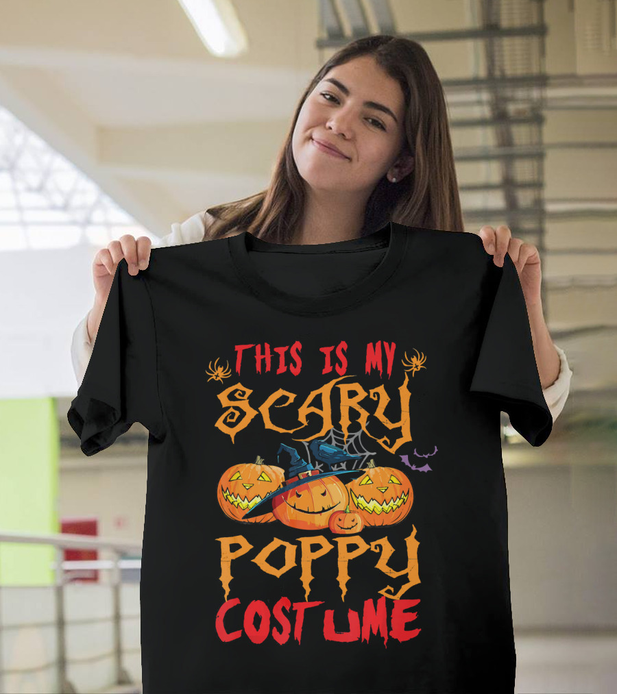 This Is My Scary Poppy Costume Halloween Pumpkins and Witch Hat T-Shirt